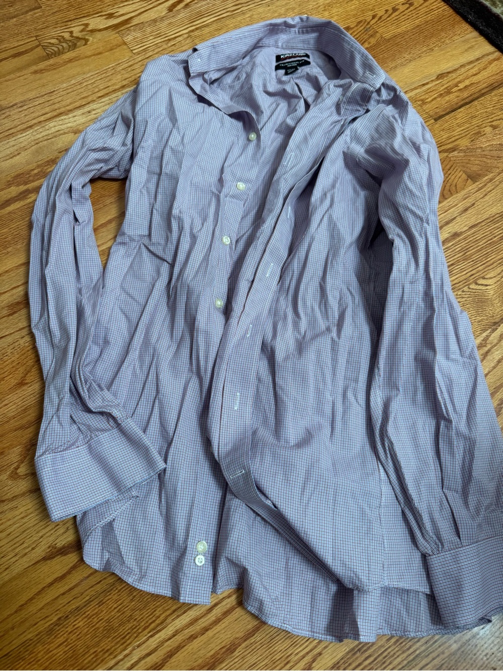 Kirkland Signature Lavender Check Button-Down Shirt